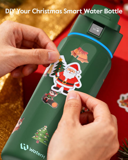 BOOST Smart Water Bottle with Reminder & Tracker, 32oz Vacuum Insulated Bottles Stainless Steel, BPA-Free, Wide Mouth, Ideal Gift for Men, Women, Christmas, Halloween, New Year, Gym, Office, School