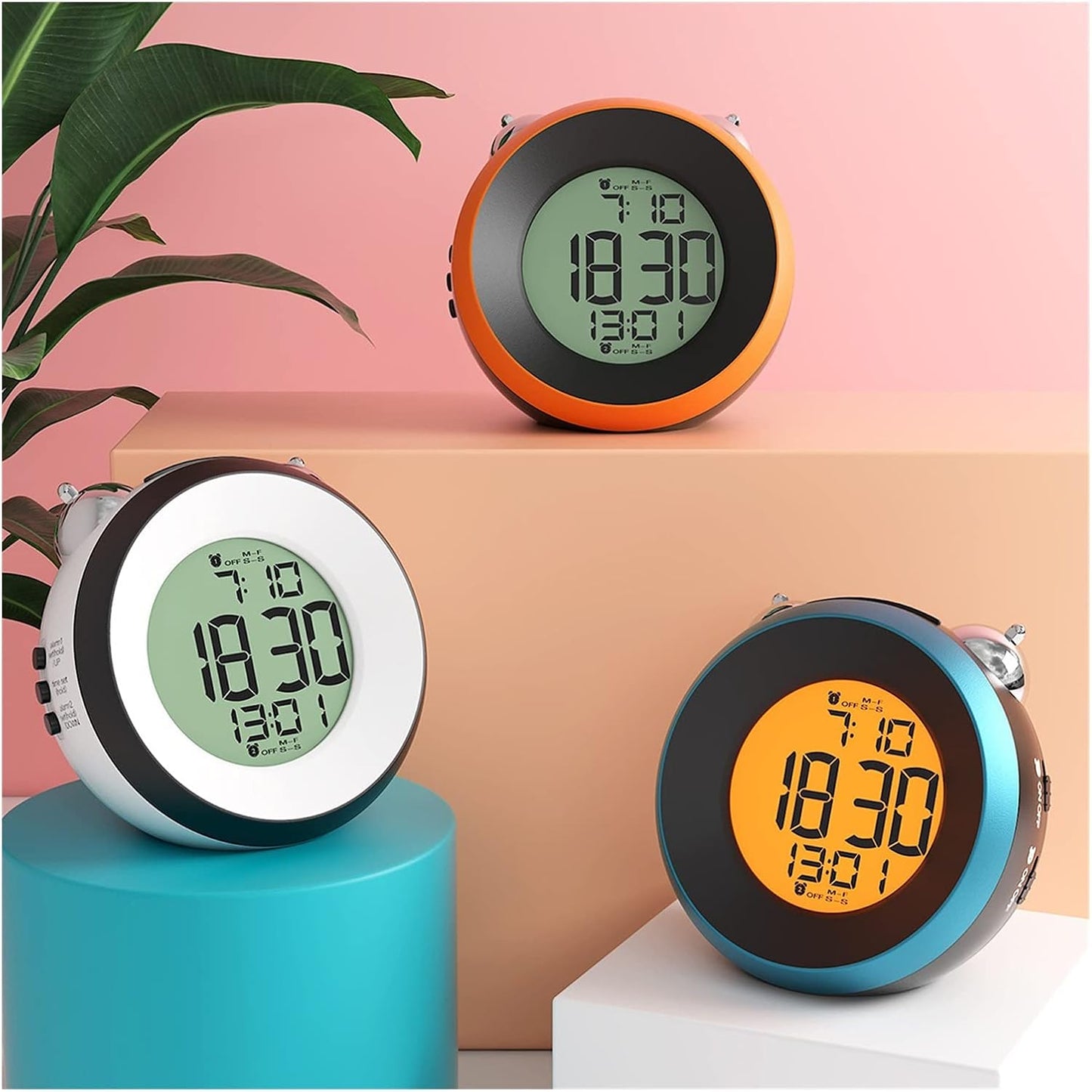 Digital Alarm Clock New Creative Simple LED LED Electronic Alarm Luminous Smart Compact Multifunctional Round Alarm Clock Table Clock Alarm Clock Alarm Clock (Color : C)