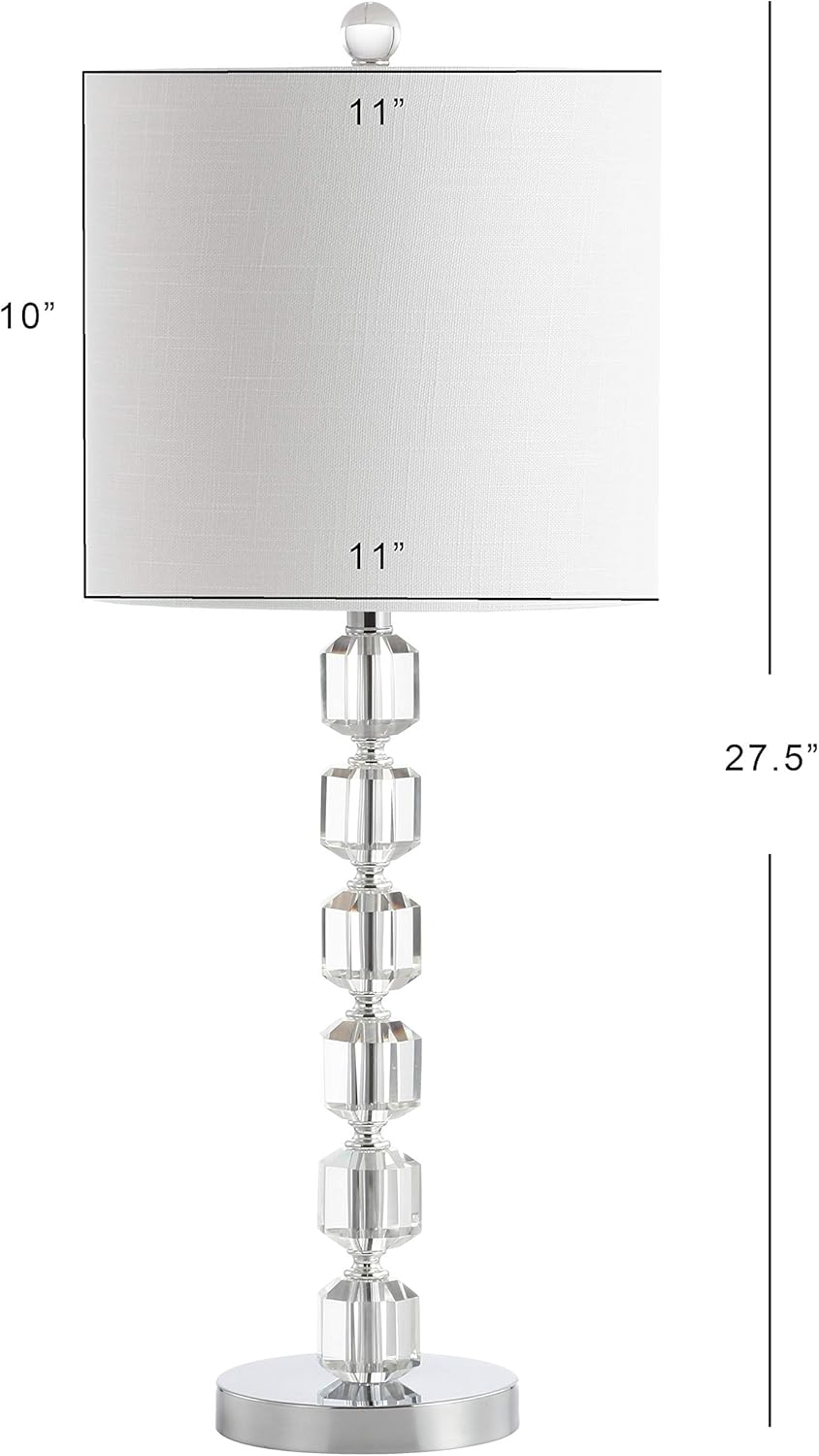 JONATHAN Y JYL5053A-SET2 Set of 2 Table Lamps Cary 27.5" Modern Stacked Crystal/Metal LED Table Lamp Glam,Modern for Bedroom, Living Room, Office, College Dorm, Coffee Table, Chrome/Clear