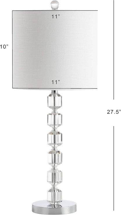 JONATHAN Y JYL5053A-SET2 Set of 2 Table Lamps Cary 27.5" Modern Stacked Crystal/Metal LED Table Lamp Glam,Modern for Bedroom, Living Room, Office, College Dorm, Coffee Table, Chrome/Clear