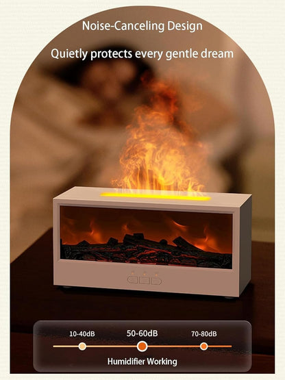Firehome Humidifier with Remote Control, Realistic Flame Effect & 7-Color Light, Flame Essential Oil Diffuser with Simulated Charcoal, 3 Gears Timer, for Bedroom, Office & Home (White)