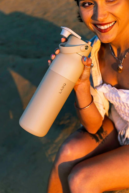 LARQ Bottle Swig Top 34oz - Insulated Stainless Steel Water Bottle With Built-In Silicone Handle | BPA Free | Reusable Water Bottle for Sports, Gym, and Travel, Obsidian Black