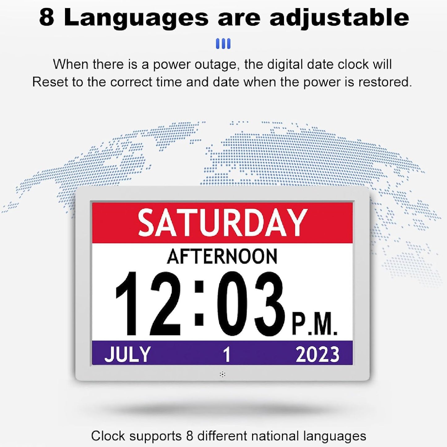 Yoidesu 10 Inch Digital Smart Clock, Calendar Clock Large Display with 12 Custom Alarms for Appointments, Image and Video Playback Feature for Table Wall Decor