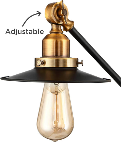 360 Lighting Taurus 20" High Small Farmhouse Rustic Industrial Traditional Desk Lamps Set of 2 USB Ports Adjustable Black Gold Shade Home Office Living Room Charging Bedroom Bedside Nightstand House
