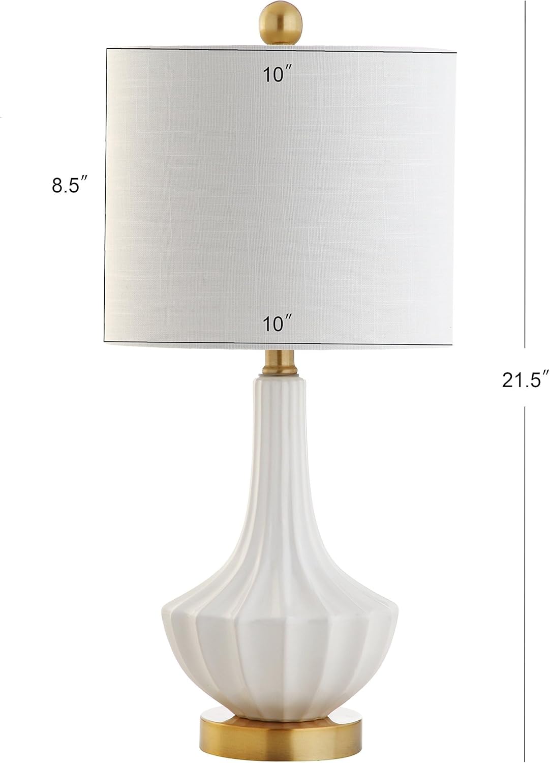 21.5" Modern Ceramic LED Table Lamp with Cotton Shade for Office, Living Room, Dining Room, Bedroom, Brass/White Suitable for bedrooms, Living Rooms, Offices, Book