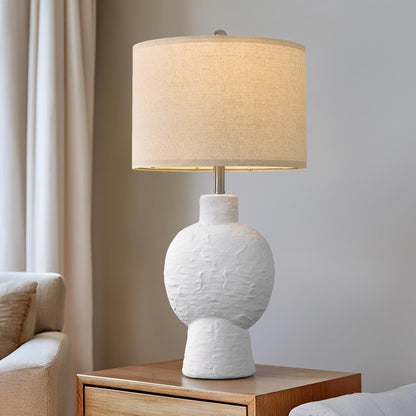 28.5" Minimalist Ceramic Table Lamp with Linen Shade for Bedroom Living Room Bedside Desk Decoration Gift Suitable for bedrooms, Living Rooms, Offices, Book
