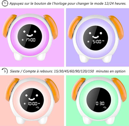 LED Digital Alarm Clock with 2 Alarms, 3 Modes, 6 Natural Sounds, 7 Color Lights, Creative Smart Children's Gift (USB Charging)