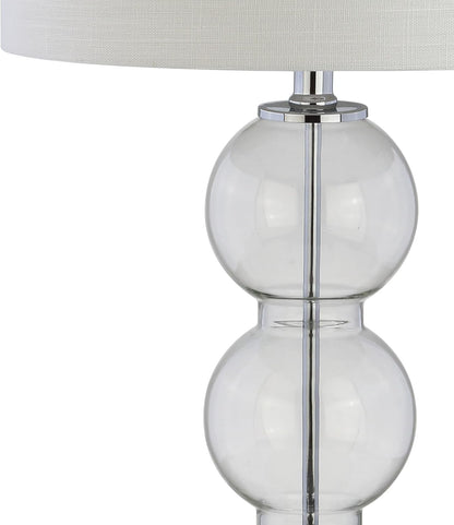 JONATHAN Y JYL1070A-SET2 Set of 2 Table Lamps Bella 27" Glass Triple-Sphere LED Table Lamp Contemporary Bedside Desk Nightstand Lamp for Bedroom Living Room Office College Bookcase, Clear/Brass