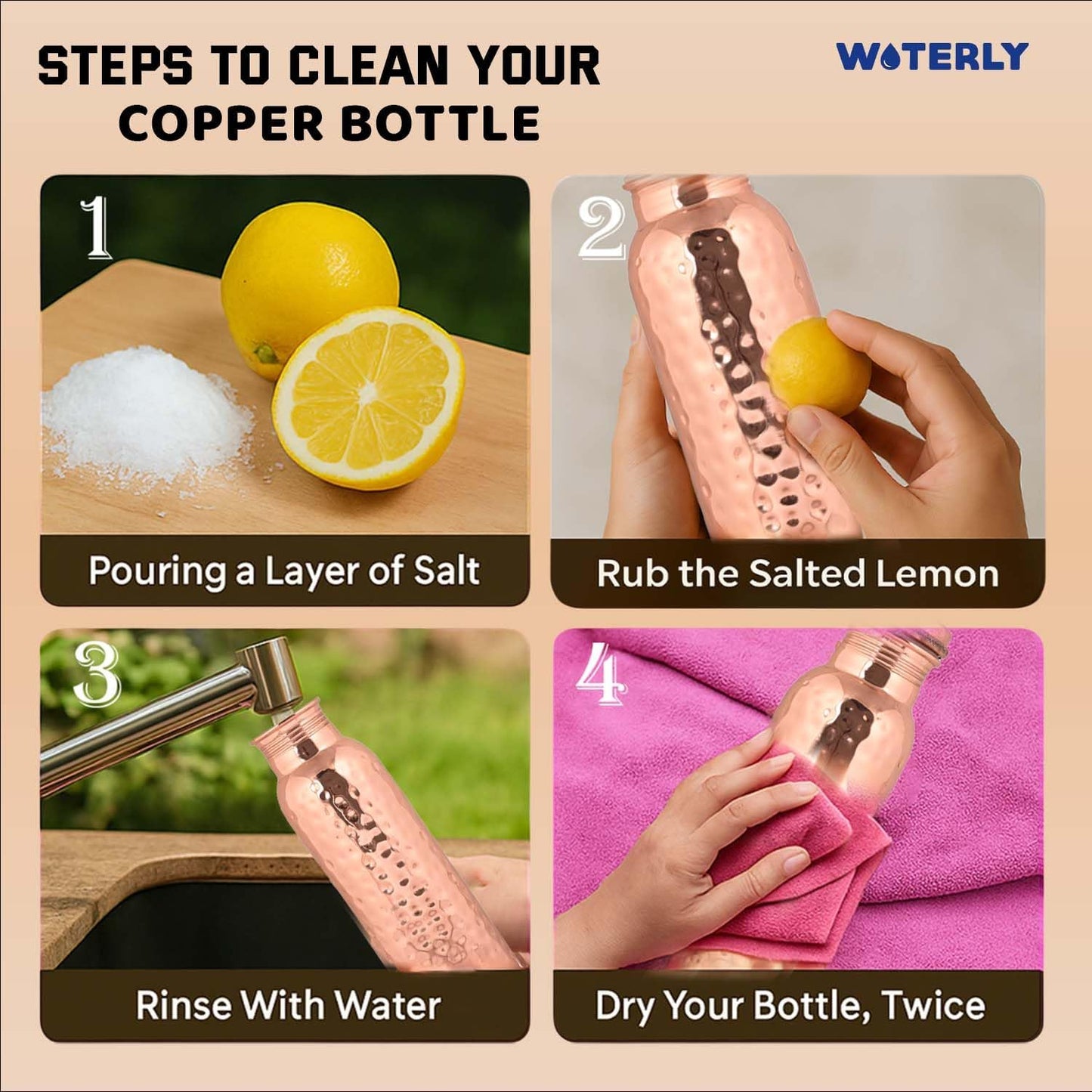 Plain Copper Water Bottle (34 Oz /1000ml) With Set Of 2 Tumbler (10 Oz/300ml Each) | Best use for Office,Gym & gifts |100% Pure Copper Material with Leak proof Quality