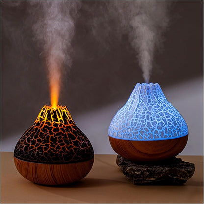 Humidifier, 300ml Volcano Air Humidifier Desktop Electric USB Water Mist Diffuser Purifier Air Freshener With 7 Colors Night,for Bedroom(White Crackle)