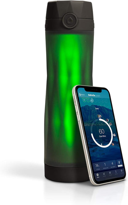 Hidrate Spark 3 Smart Water Bottle, Tracks Water Intake and Glows to Remind You to Stay Hydrated, BPA Free, 20 oz, Black
