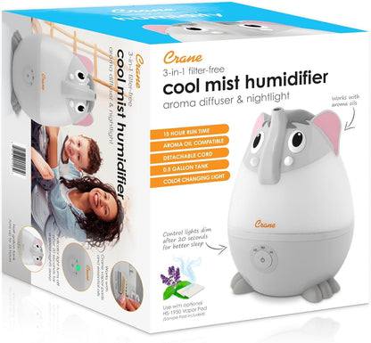 Crane Ultrasonic Humidifiers for Kid's Room and Baby Nursery, .5 Gallon Cool Mist Air Humidifier, Owl Humidifier For Kid's Room