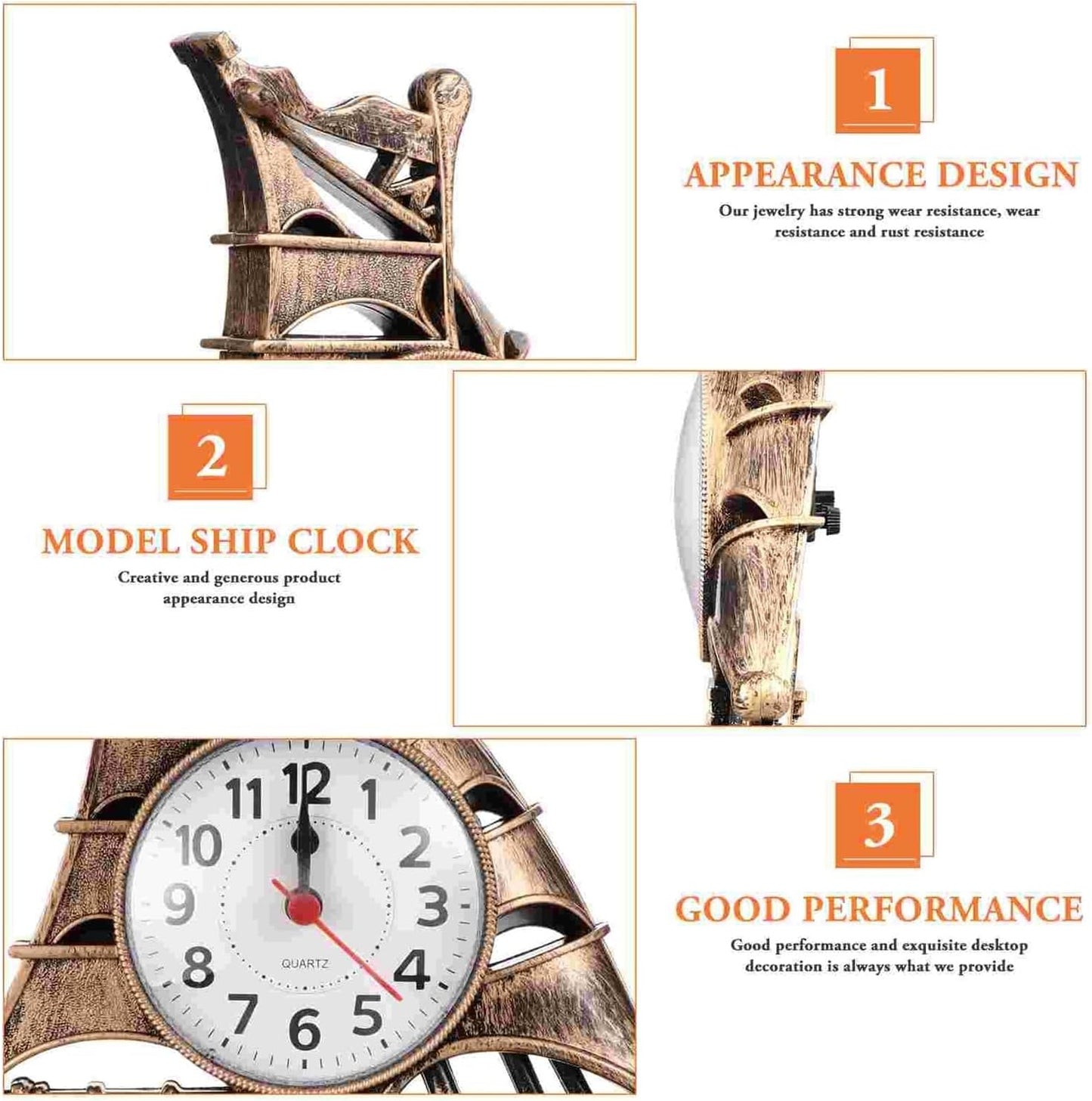 Alarm Clock Beside ﻿ Clock Alarm Sailboat Table Vintage Desk Retro Model Ornament Clocks Nautical Figure Boat Bedside Silent Decoration Desktop Smart Alarm Clock