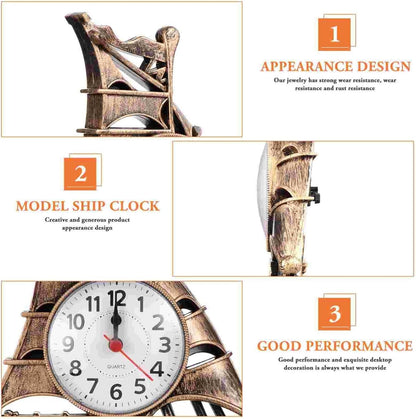 Alarm Clock Beside ﻿ Clock Alarm Sailboat Table Vintage Desk Retro Model Ornament Clocks Nautical Figure Boat Bedside Silent Decoration Desktop Smart Alarm Clock