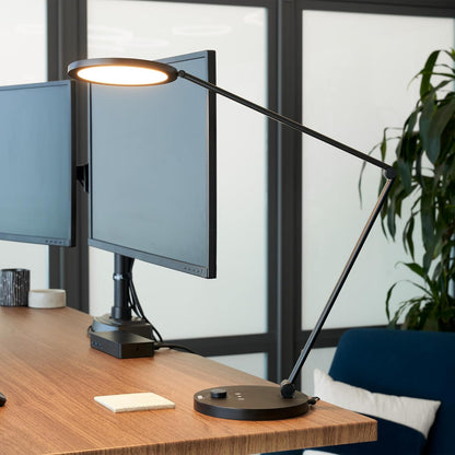 Vari LED Studio Lamp- Varidesk Modern Desk Lamp for Home Office- Flexible Positioning, Stable Base- Three Color Settings- Bright Task Lamp- Ideal for Study Area and Workspaces