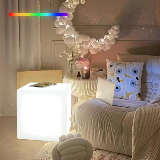 Cube Smart End Table Floor Lamp, Multi-Function Colorful Lamp with Remote Control, Load-Bearing Capacity 660LB for Living Room Coffee Table, Bedroom Floor Lamp Plug-in Model 13.8x13.8in
