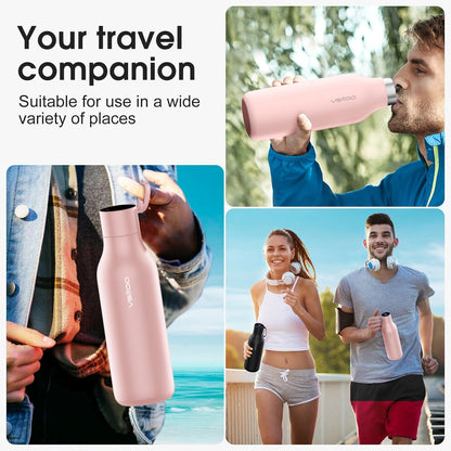 VSITOO Self-Cleaning Smart Water Bottle (pink, 15 Ounce)