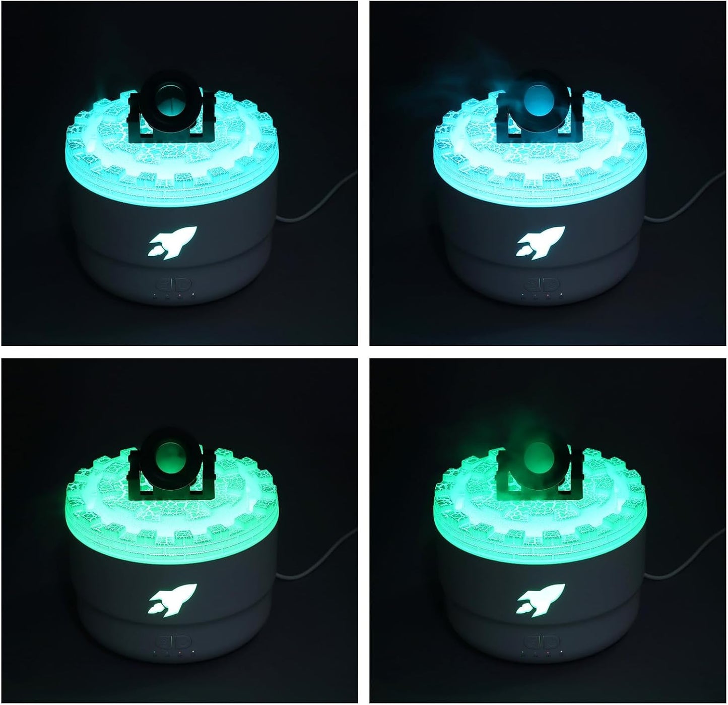 Essential Oil Diffuser Humidifier 200ml Quiet Volcano Cool Mist Humidifier Aromatherapy Diffuser with 7 Colors Light for Bedroom Office (Black)