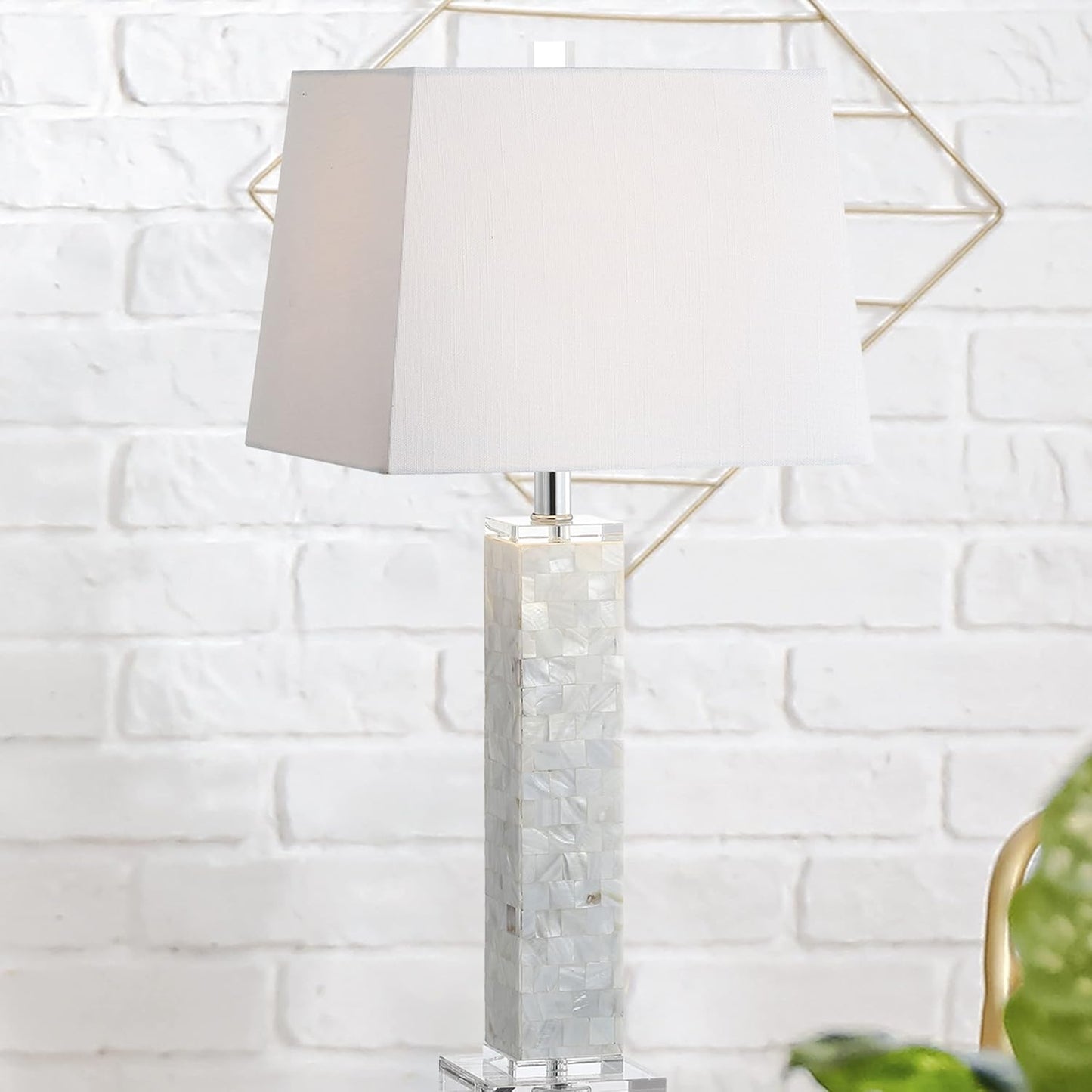 JONATHAN Y JYL1053A-SET2 Set of 2 Table Lamps Noelle 28.5" Seashell LED Table Lamp Coastal Contemporary Bedside Desk Nightstand Lamp for Bedroom Living Room Office College Bookcase, White