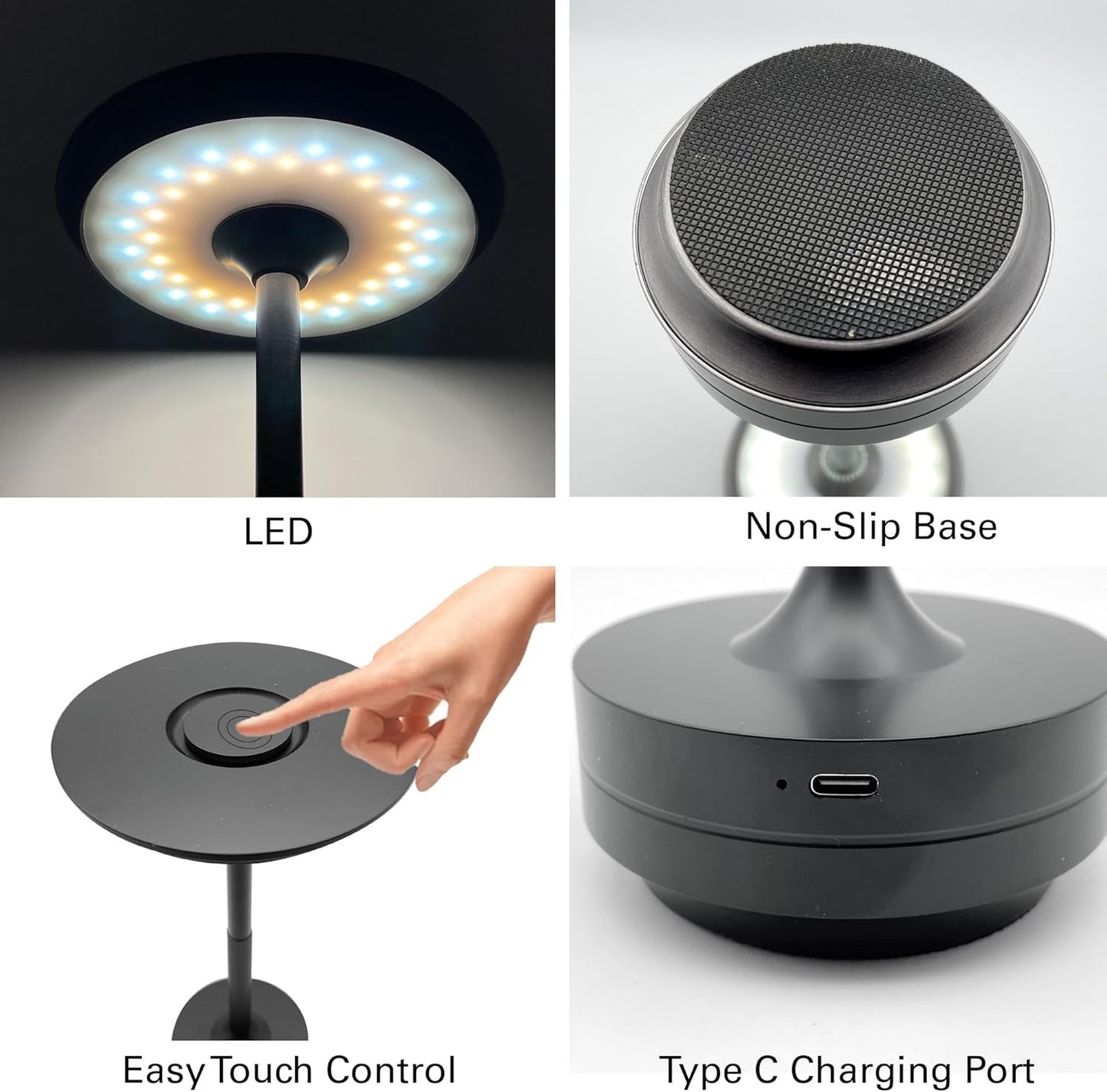 Cordless Table Lamps Rechargeable, Portable Battery Operated Lamp, Stepless Dimming LED Table Light with Memory Function, for Outdoor/Dinner/Patio/Restaurant, (Gold 4 Pack)