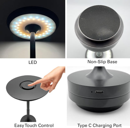 Cordless Table Lamps Rechargeable, Portable Battery Operated Lamp, Stepless Dimming LED Table Light with Memory Function, for Outdoor/Dinner/Patio/Restaurant, (Gold 4 Pack)