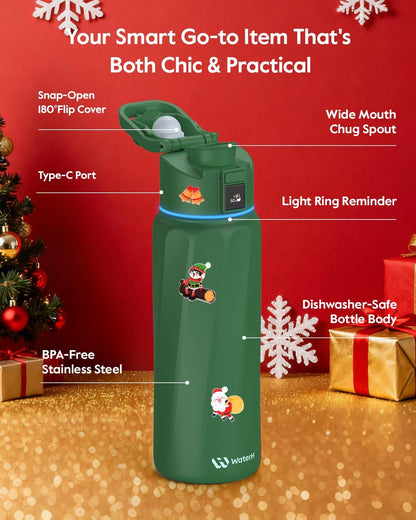 BOOST Smart Water Bottle with Reminder & Tracker, 32oz Vacuum Insulated Bottles Stainless Steel, BPA-Free, Wide Mouth, Ideal Gift for Men, Women, Christmas, Halloween, New Year, Gym, Office, School