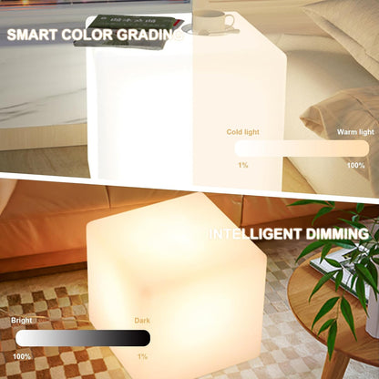 Cube Smart End Table Floor Lamp, Multi-Function Colorful Lamp with Remote Control, Load-Bearing Capacity 660LB for Living Room Coffee Table, Bedroom Floor Lamp Plug-in Model 13.8x13.8in
