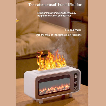 Flame Aroma Diffuser,Fireplace Humidifier,Colorful Flame Night Light,Nano Spray Silent Humidification Water Shortage Protection Cool Mist Humidifiers for Baby Bedroom Office,Black