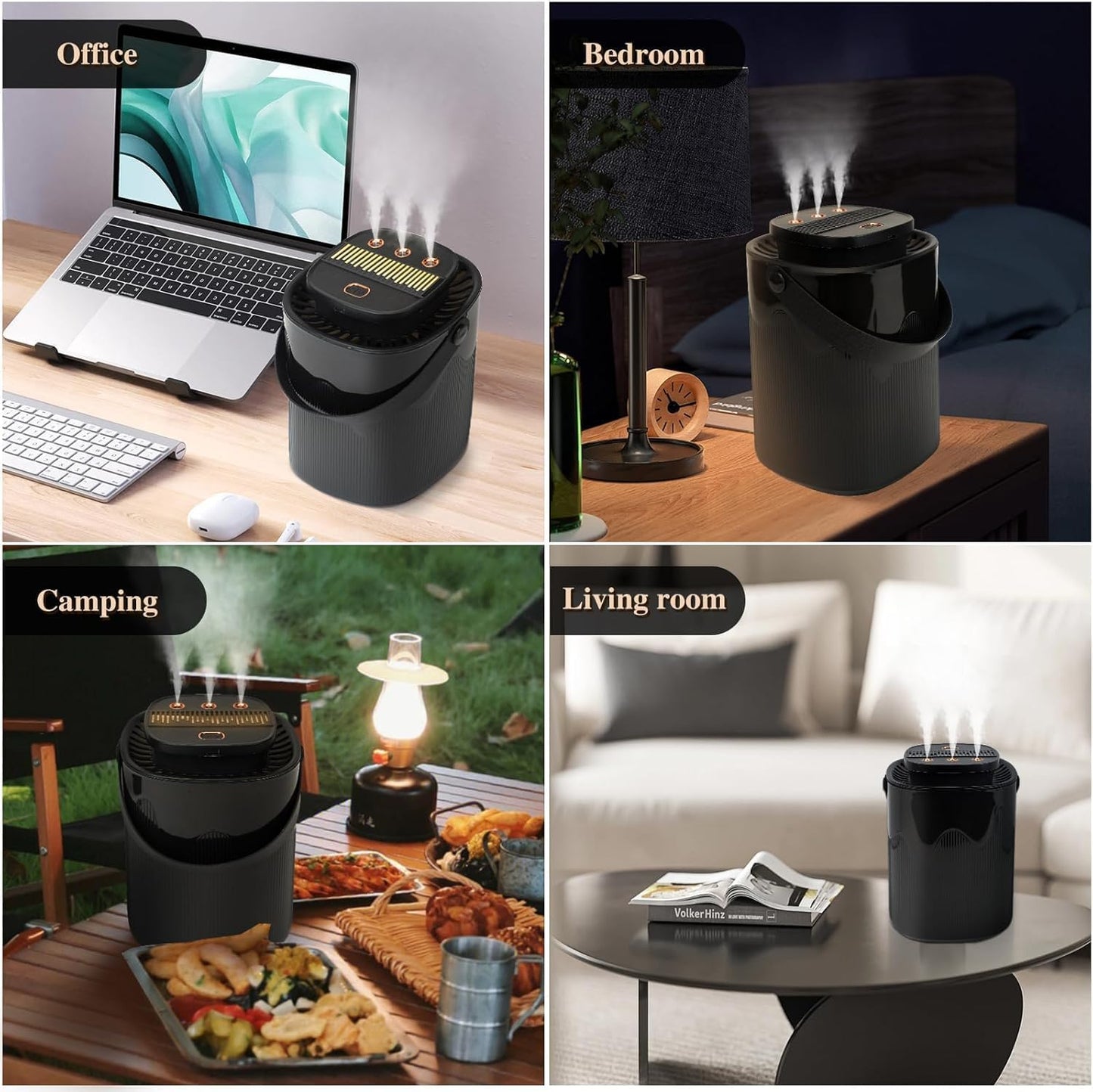 Home Humidifiers,3L Smart Spray Humidifier with 4 Mode Control USB Charged, Night Light Lighting, No Sound Quiet,Automatic Power-off Without Water for Home,Bedroom, Office