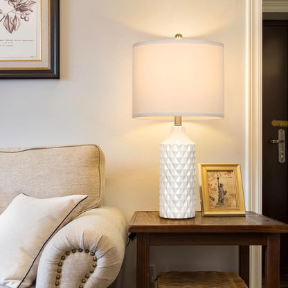 25 Inch Modern Ceramic Table Lamp 2 Pack, 3-Way Dimmable Light for Bedroom Living Room Side Table Lamp, Bulb Included Suitable for bedrooms, Living Rooms, Offices, Book(Black)