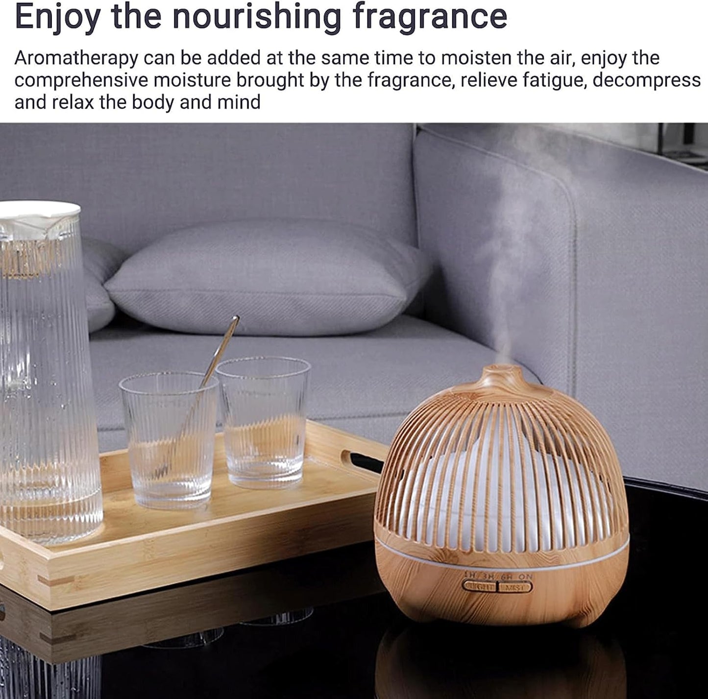 Humidifiers for Bedroom,Raining Cloud Night Light Diffuser,7 Colors Cloud Raining Night Light Diffuser Meditation Dripping Sound Sleep Aid Rechargeable, Humidifier (Color : Wood)