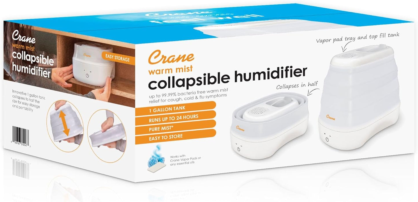 1 Gal. Warm Mist Collapsible Humidifier, White, Top Fill, for Medium Rooms Up to 500 sq. ft.