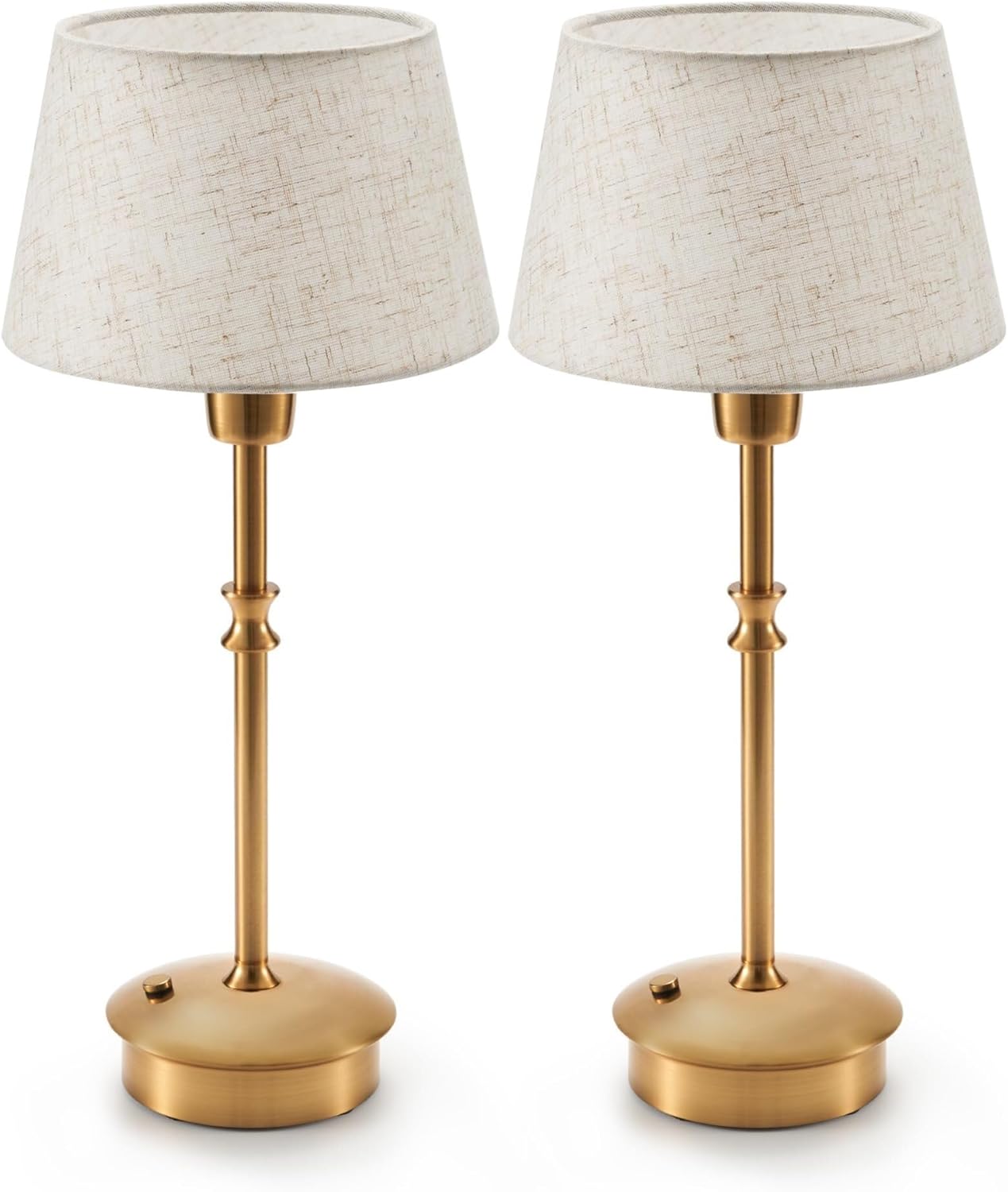 Cordless, Portable, Rechargeable Table Lamp with 3 Dimmable Levels and Fabric Shade for Patios and Dining Rooms Suitable for bedrooms, Living Rooms, Offices, Book(2 Pack-Ice Cream Colored)