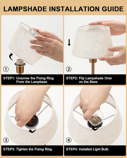 Cordless, Portable, Rechargeable Table Lamp with 3 Dimmable Levels and Fabric Shade for Patios and Dining Rooms Suitable for bedrooms, Living Rooms, Offices, Book(2 Pack-Ice Cream Colored)