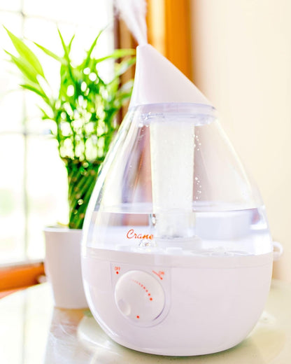 Crane Ultrasonic Cool Mist Humidifier for Bedroom, Baby Nursery, Kids Room, Plants, or Office, Large 1 Gallon Tank, Filter Optional, Orange