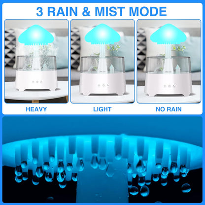 Diffuserlove Cloud Humidifier Rain Water Drip Diffuser Humidifier 450ML with Remote Mushroom Lamp Humidifier Rain Sounds Humidifier Air Humidifiers for Bedroom Desk