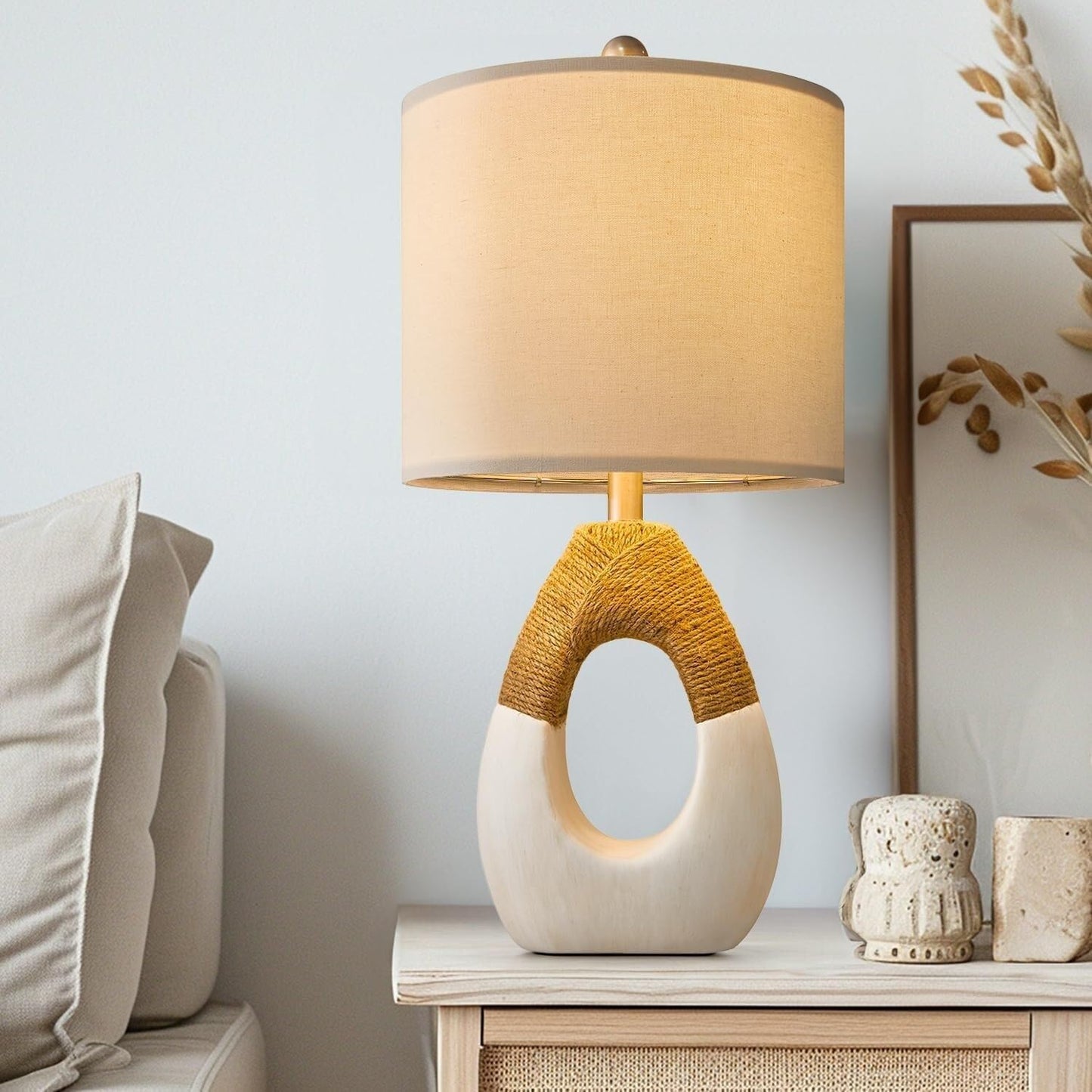 19" Modern Bohemian Table Lamp with Resin Base for Small Spaces, Coastal Farmhouse, Side Tables, Nautical Suitable for bedrooms, Living Rooms, Offices, Book(Blue)