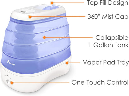 1 Gal. Warm Mist Collapsible Humidifier, White, Top Fill, for Medium Rooms Up to 500 sq. ft.