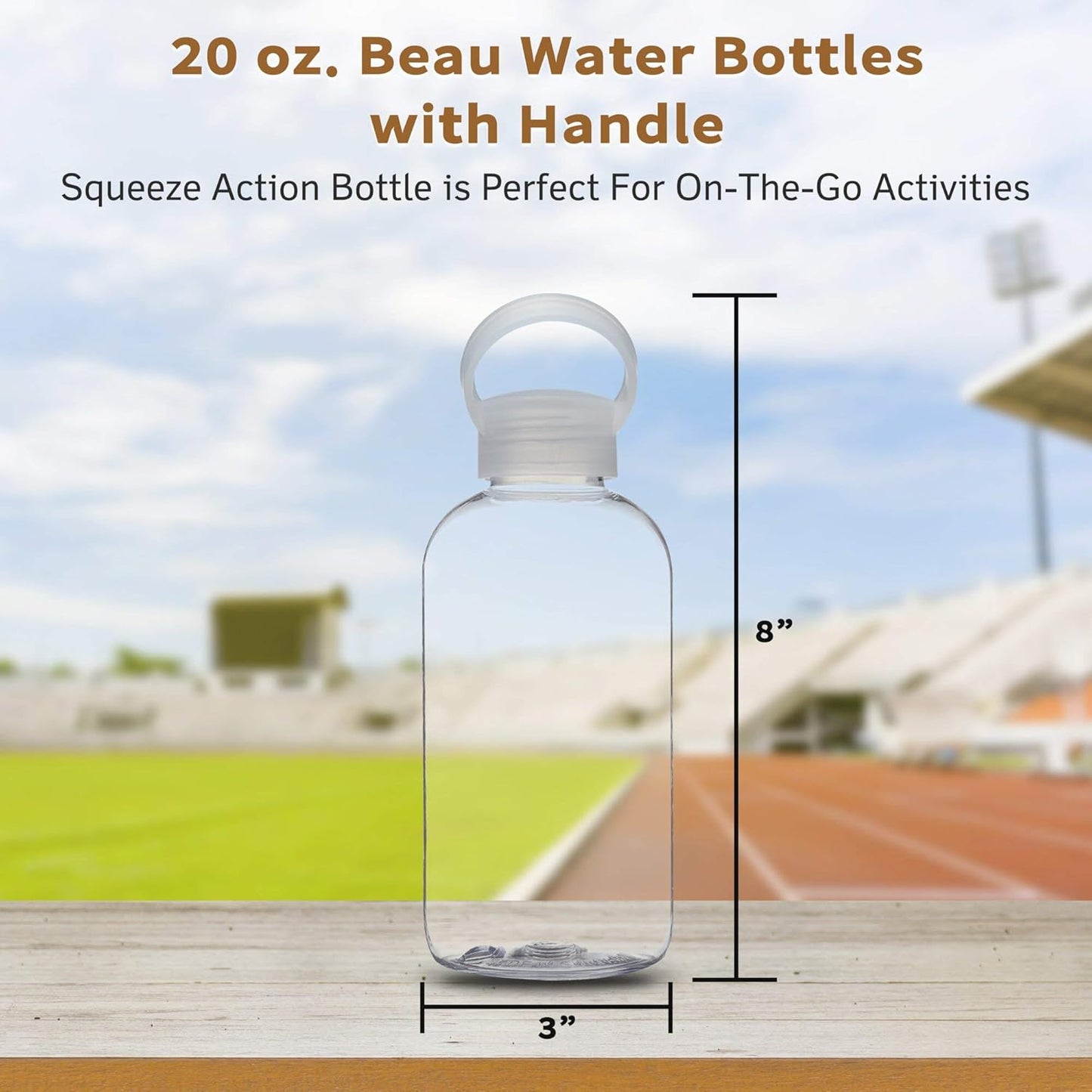 DISCOUNT PROMOS 10 Beau Water Bottles with Handle Set, 20 oz. - Flexi-Grip, Plastic, Drinkware - Clear