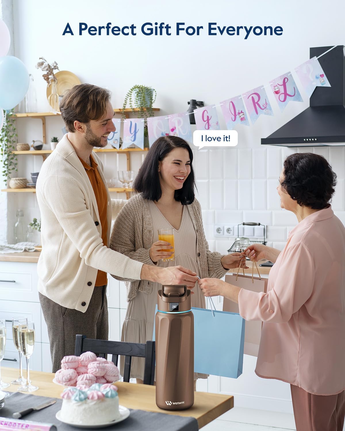 BOOST Smart Water Bottle with Reminder & Tracker, Double Wall Vacuum Insulated Bottles Stainless Steel, 32oz BPA-Free Wide Mouth for Gym, Office, School - Ideal Gift, Black