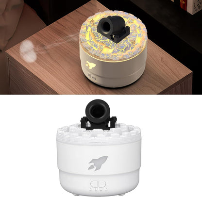 Essential Oil Diffuser Humidifier 200ml Quiet Volcano Cool Mist Humidifier Aromatherapy Diffuser with 7 Colors Light for Bedroom Office (Black)