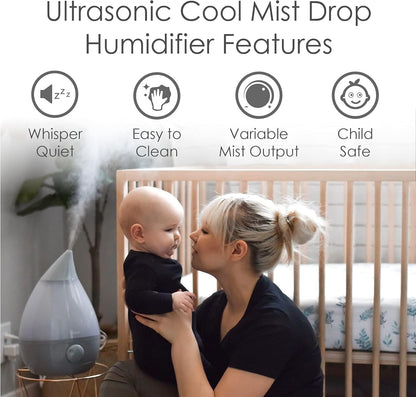 Crane Ultrasonic Cool Mist Humidifier for Bedroom, Baby Nursery, Kids Room, Plants, or Office, Large 1 Gallon Tank, Filter Optional, Orange