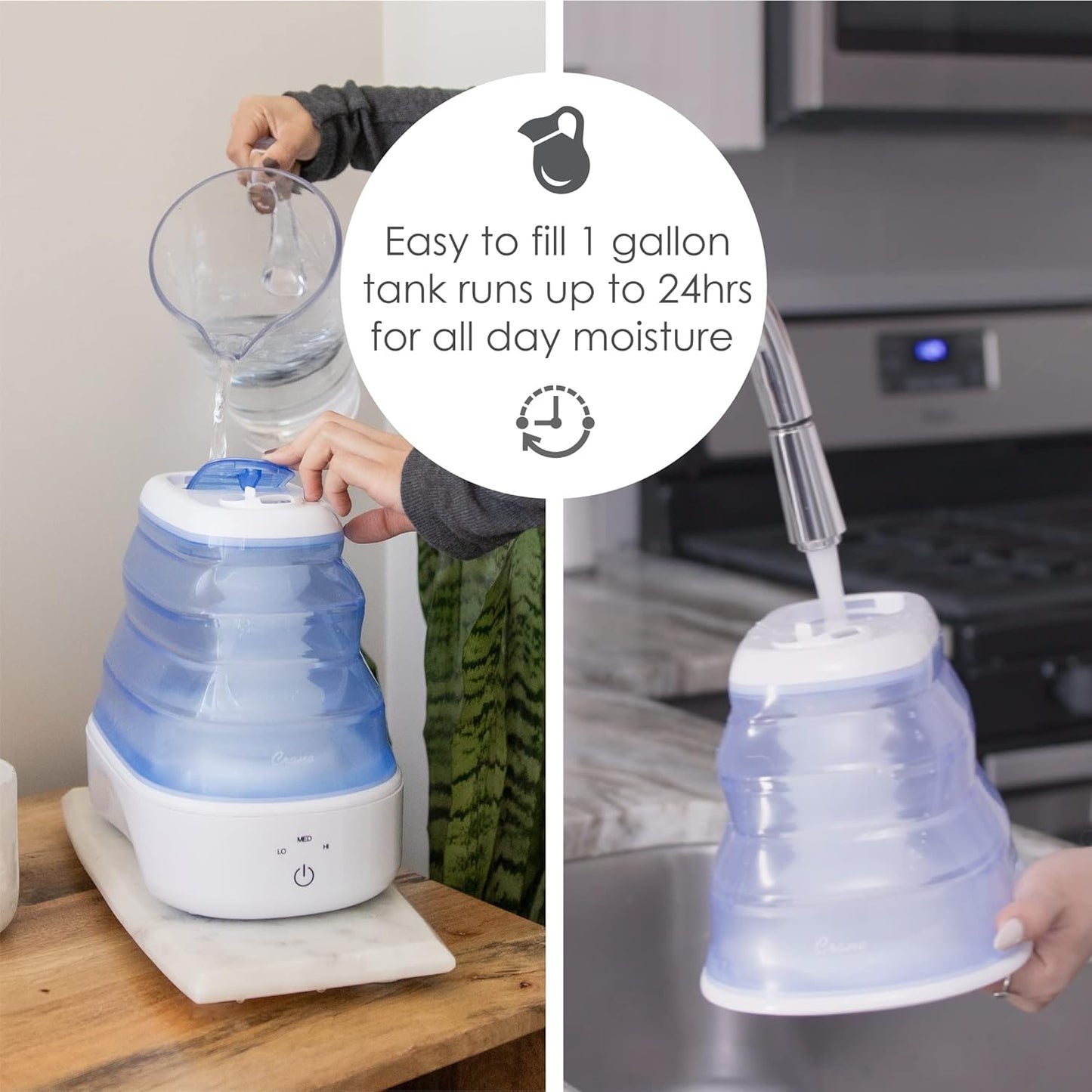 1 Gal. Warm Mist Collapsible Humidifier, White, Top Fill, for Medium Rooms Up to 500 sq. ft.