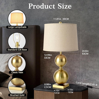 Practical Touch 24.8 Inch Gold Tall Table Lamp, Modern Style Single Table Lamp for Living Room, Bedroom, Nightstand, Bedside, Coffee Table for Living Room and Office