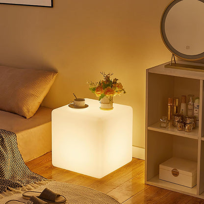 Cube Smart End Table Floor Lamp, Multi-Function Colorful Lamp with Remote Control, Load-Bearing Capacity 660LB for Living Room Coffee Table, Bedroom Floor Lamp Plug-in Model 13.8x13.8in