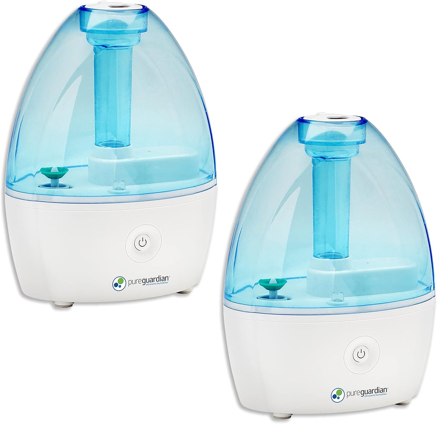 PureGuardian H910BL2PK Ultrasonic Cool Mist Humidifier, 14 Hrs. Run Time, 210 Sq. Ft. Coverage, Small Rooms, Quiet, Filter Free, Treated Tank, 2 Pack