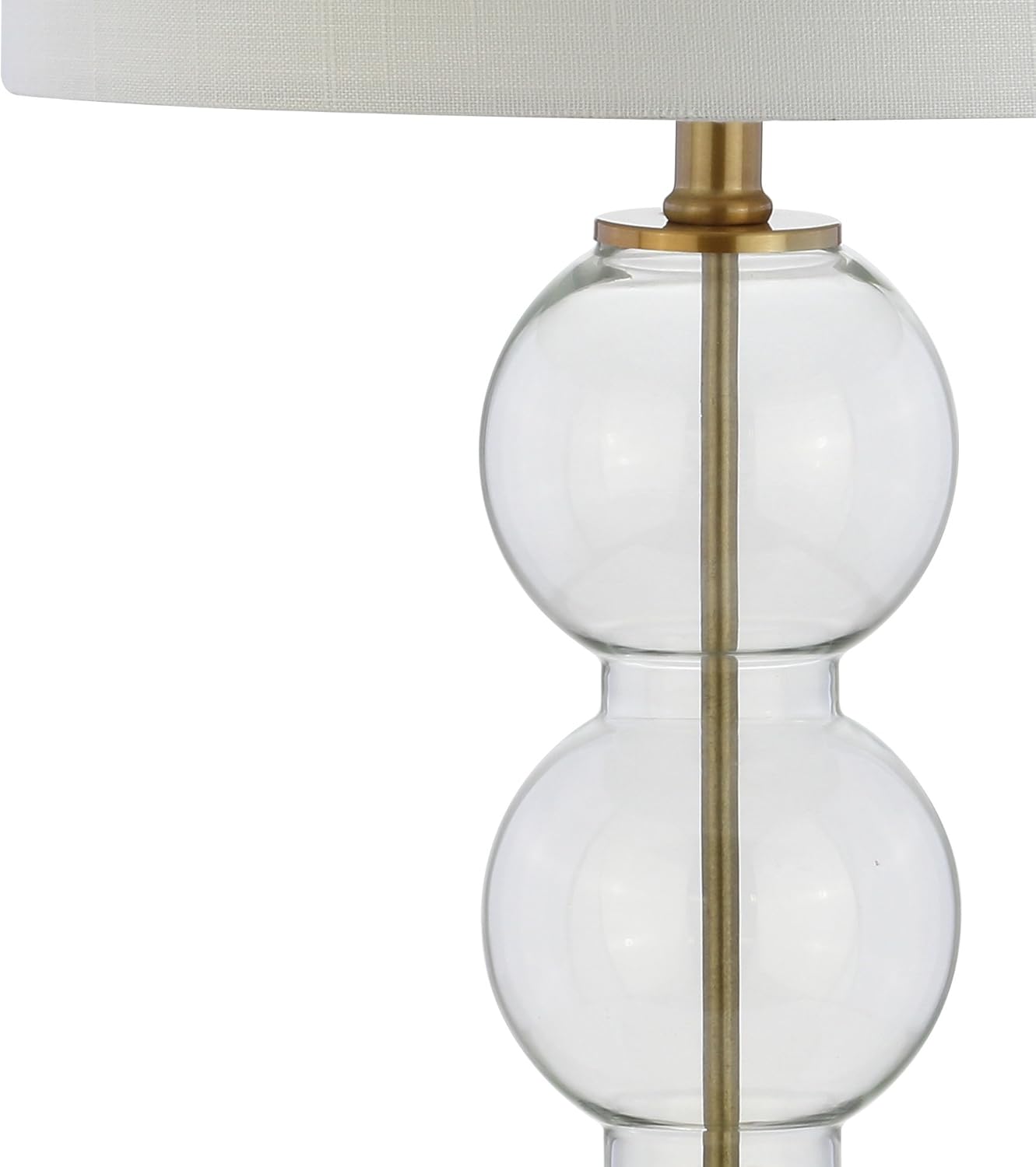 JONATHAN Y JYL1070A-SET2 Set of 2 Table Lamps Bella 27" Glass Triple-Sphere LED Table Lamp Contemporary Bedside Desk Nightstand Lamp for Bedroom Living Room Office College Bookcase, Clear/Brass