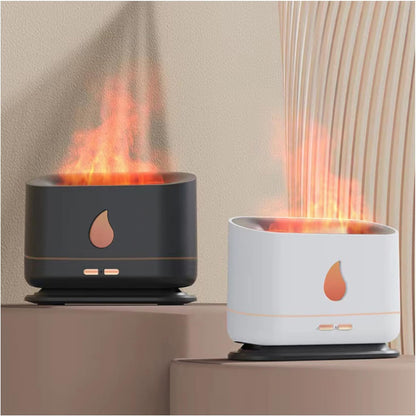 Flame Humidifier Aroma Diffuser,Cool Mist Humidifier,Simulated Flame, Power Outage When There Is No Water,Silent Humidification For Baby Bedroom Plant Office Yoga,Black