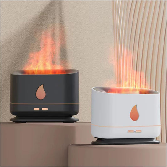 Flame Humidifier Aroma Diffuser,Cool Mist Humidifier,Simulated Flame, Power Outage When There Is No Water,Silent Humidification For Baby Bedroom Plant Office Yoga,Black