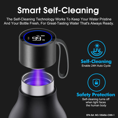 VSITOO Self-Cleaning Smart Water Bottle (pink, 15 Ounce)